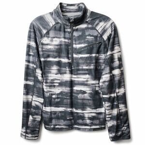 OBERMEYER 1/4 Zip Baselayer Top Sz S Black White Geo Stretch Moist-Wick Skiing